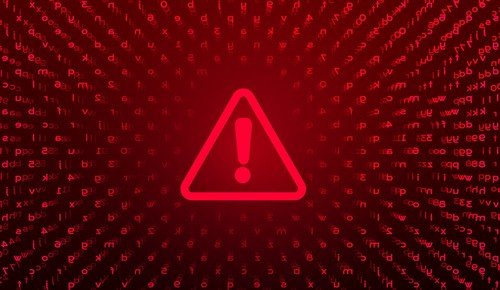 Red exclamation point representing a ransomware or virus attack.