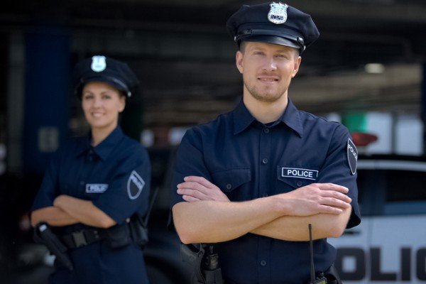 Female and Male police officers.